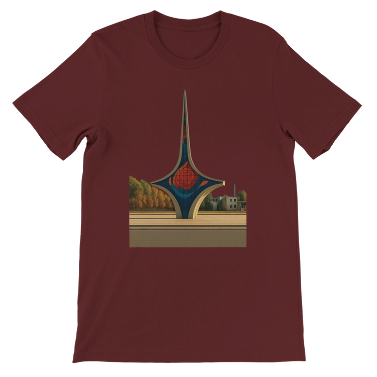 Heather Maroon Umawyeen Damascus Sword Animated Style T Shirt featuring bold Damascus sword design in animated style soft cotton unisex tee for travel lovers artistic apparel collectors and cultural streetwear fans