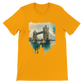 Gold London Tower Bridge animated landmarks t-shirt – bold urban fashion tee featuring vibrant travel-inspired artwork. Soft cotton, DTG-ready print surface, and stylish fit for streetwear lovers and world explorers.