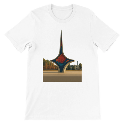 White Umawyeen Damascus Sword Animated Style T Shirt with premium DTG print featuring historic Syrian sword art in a modern animated style soft cotton unisex streetwear tee perfect for travel lovers cultural fashion fans and print on demand apparel collectors