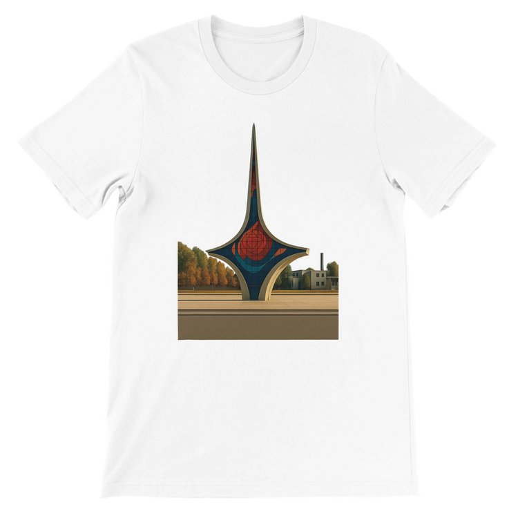 White Umawyeen Damascus Sword Animated Style T Shirt with premium DTG print featuring historic Syrian sword art in a modern animated style soft cotton unisex streetwear tee perfect for travel lovers cultural fashion fans and print on demand apparel collectors
