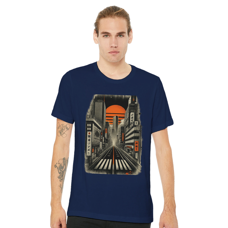 Anime inspired Tokyo nightlife shirt featuring vibrant neon skyline soft premium cotton eco friendly unisex streetwear perfect for pop culture lovers travelers and Japanese urban style fashion collections