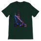 Forest green Golden Gate Bridge animated art t shirt with bold city landmark design for streetwear travelers and fashion enthusiasts. Soft unisex tee perfect for casual wear vacation outfits and print on demand collections.