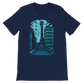 Navy blue unisex cotton T shirt with animated Al Marjeh Square Damascus Syria design comfortable and trendy streetwear apparel for cultural travel lovers and modern fashion fans