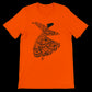 Vibrant orange Whirling Dance Calligraphy T-Shirt for bold fashion statements with breathable cotton fabric DTG-ready print design and artistic Arabic calligraphy perfect for cultural streetwear and identity wear
