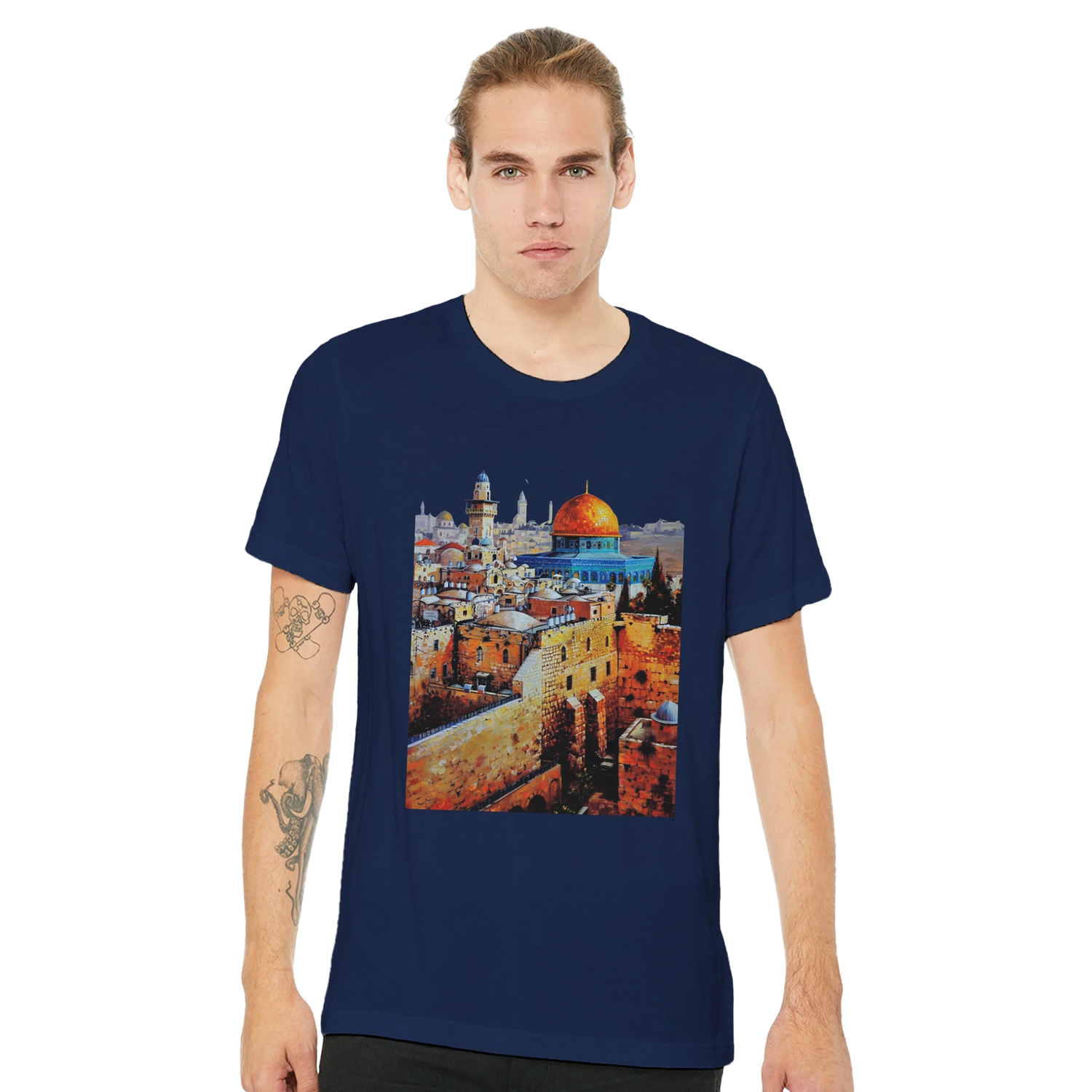 Al Aqsa Mosque Islamic heritage T-shirt featuring modern animated mosque artwork. Comfortable unisex cotton tee for spiritual fashion lovers Muslim travelers and cultural expression through clothing.