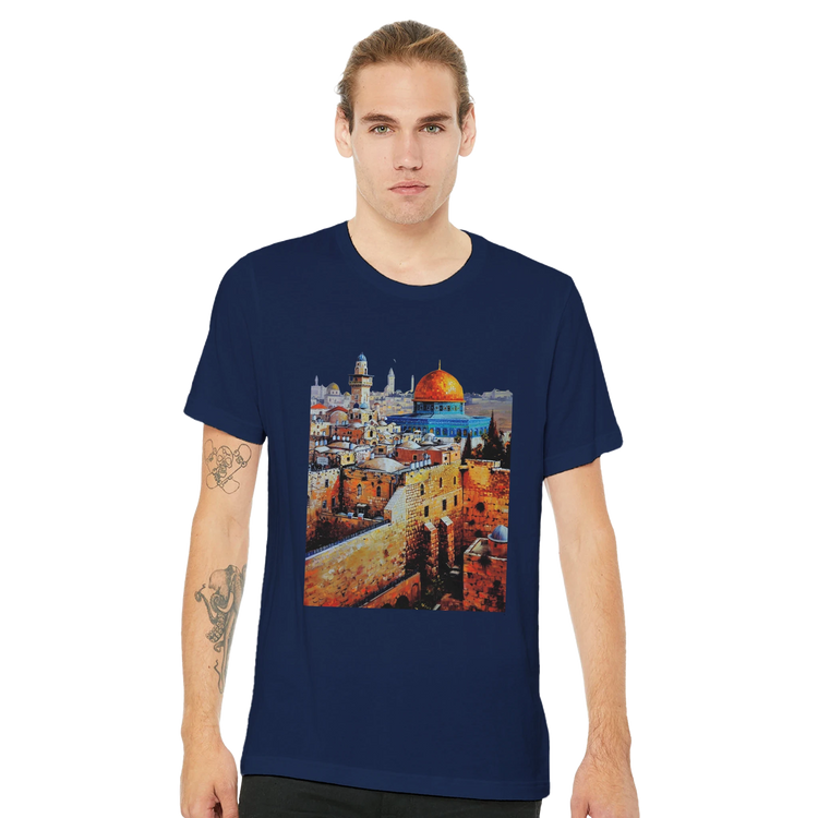 Al Aqsa Mosque Islamic heritage T-shirt featuring modern animated mosque artwork. Comfortable unisex cotton tee for spiritual fashion lovers Muslim travelers and cultural expression through clothing.