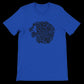 True royal blue calligraphy t-shirt with modern art-inspired design. Soft ring-spun cotton and DTG-friendly fabric make this a standout piece in cultural streetwear and print-on-demand fashion collections.