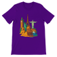 Team Purple Famous Landmarks Animated Style T-Shirt with animated famous monument graphics designed for global travel lovers and streetwear enthusiasts made with premium soft cotton in a flattering unisex fit for tourism inspired casual fashion