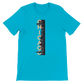 Turquoise Chicago City Graphic T Shirt with bright animated skyline artwork premium quality cityscape tee for streetwear lovers travel fashion and Chicago enthusiasts