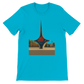Turquoise Umawyeen Damascus Sword Animated Style T Shirt with artistic Syrian sword print in a lively animated style unisex cotton streetwear fashion tee for travelers and cultural style seekers