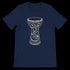 Navy Soul of the Darbuka T-shirt featuring bold Arabic calligraphy print designed for DTG printing made with 100 percent Airlume combed and ring-spun cotton. Soft breathable premium cotton shirt with unisex tailored fit perfect for streetwear lovers cultural fashion fans and modern artistic styling. A standout piece for those who express identity through calligraphy street style and comfort.