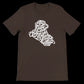 Brown Arabic calligraphy shirt featuring Iraq map outline, perfect for conscious streetwear fans. Crafted from breathable cotton, eco-friendly, with strong cultural message in every design stroke.