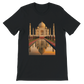 Black animated Taj Mahal t-shirt made with soft cotton and tailored unisex design. Great for DTG print lovers, travel-inspired fashion, and streetwear that celebrates global landmarks and cultural identity.