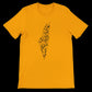 Gold Palestine map t-shirt in Arabic calligraphy style crafted from premium cotton for high-quality DTG printing. Eye-catching fashion tee for cultural pride expression and modern streetwear looks with a soft feel and strong construction ideal for print-on-demand apparel.
