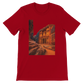 Red Petra Jordan animated style t shirt with colorful landmark design soft breathable cotton comfortable fit unisex streetwear inspired by travel cultural heritage and global adventure fashion