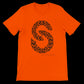 Orange calligraphy t-shirt with striking scripted strength artwork printed on soft Airlume cotton. Unisex tailored fit perfect for modern urban wear, cultural styling, and expressive identity through bold graphic design and high-quality DTG output.